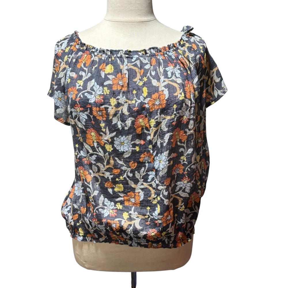 Lane Bryant Floral Boat Neck Bubble‎ Hem Blouse Top Plus Size 18/20 #838